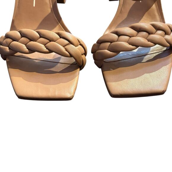 Dolce Vita Braided Block Heeled Sandals Paily Stella Tan Cafe Leather - Picture 2 of 10